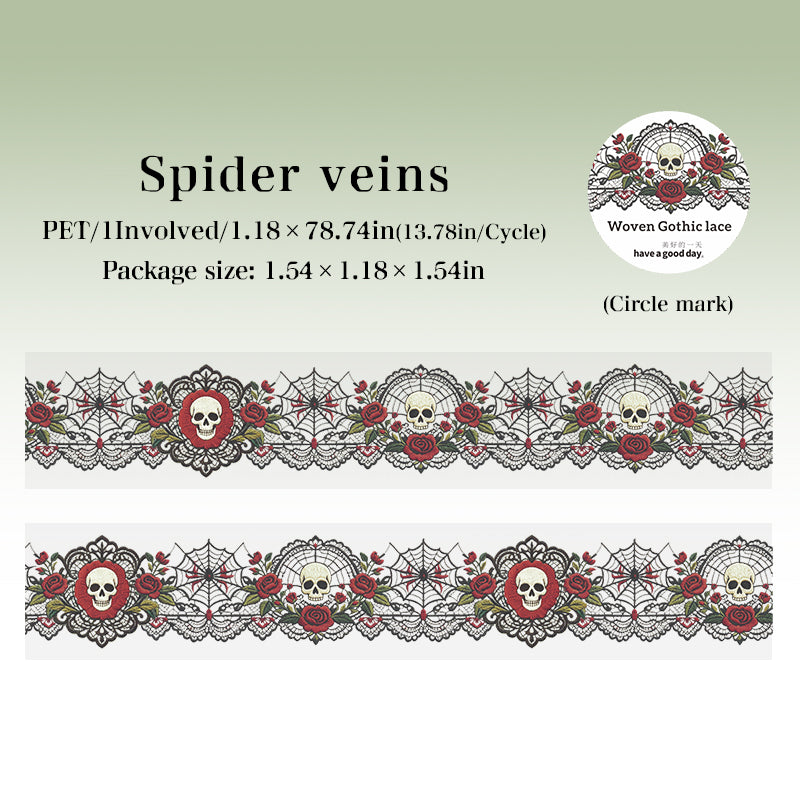 Dark Gothic Border Clear PET Decor Tape