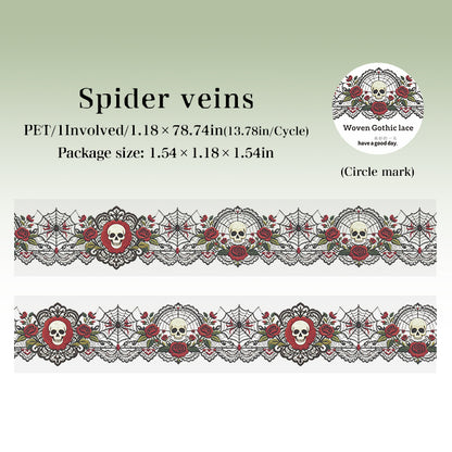 Dark Gothic Border Clear PET Decor Tape