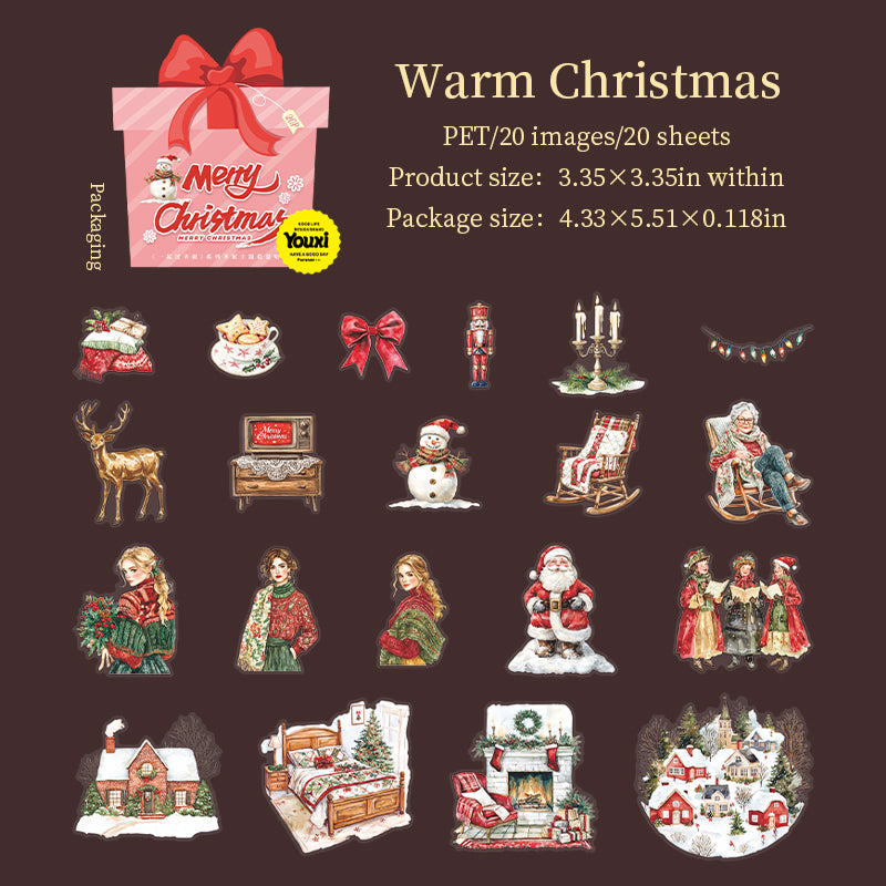 Cozy Christmas PET Stickers 20pcs in
