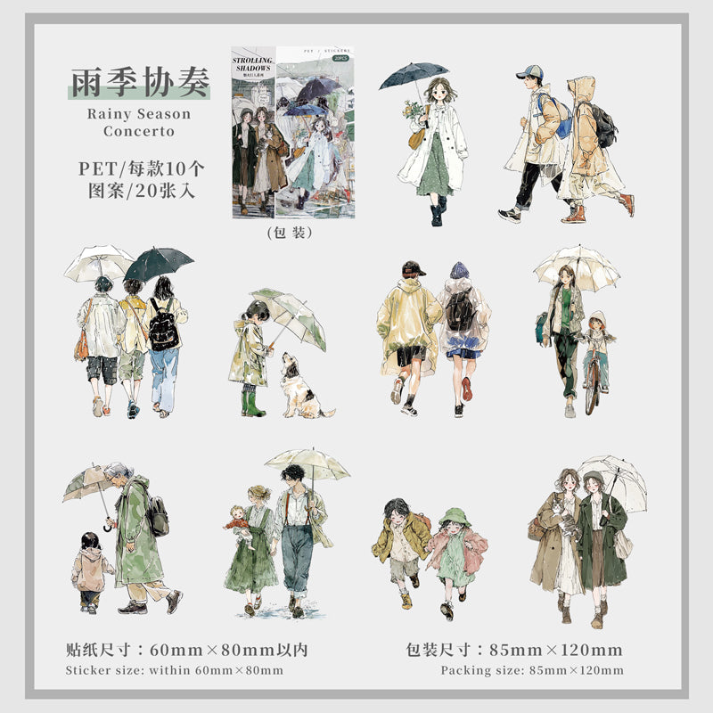 "Pedestrians Series" 20pcs Street pedestrians PET Stickers