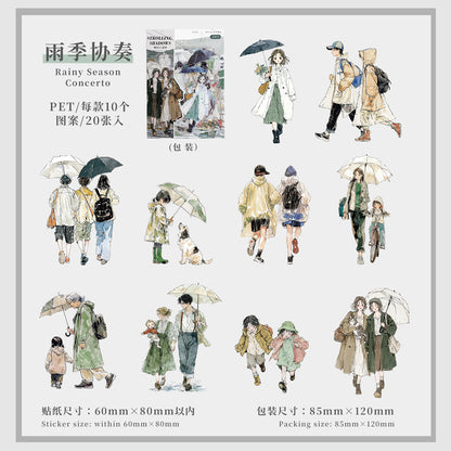 "Pedestrians Series" 20pcs Street pedestrians PET Stickers