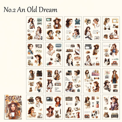 "Tracing Back Time" Retro Vintage Style Sticker Books