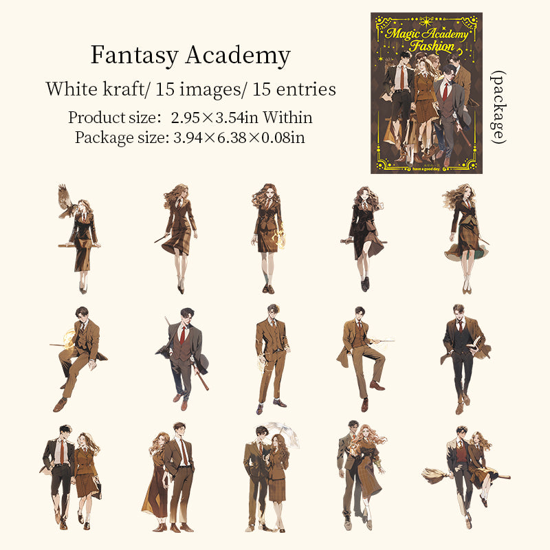 "Magic Academy" 15pcs Wizards and Witches Character Stickers