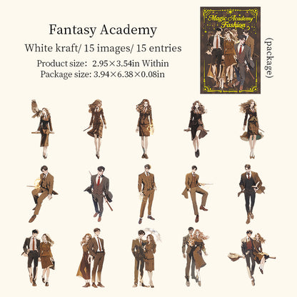 "Magic Academy" 15pcs Wizards and Witches Character Stickers