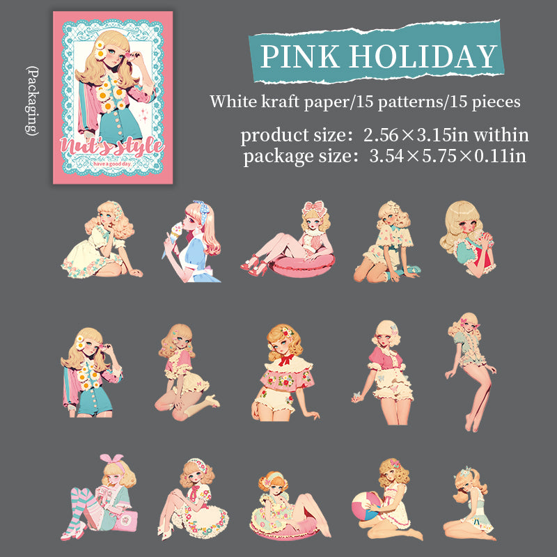 "Chestnut's Outfit" 15pcs Cute Dolls PET Stickers