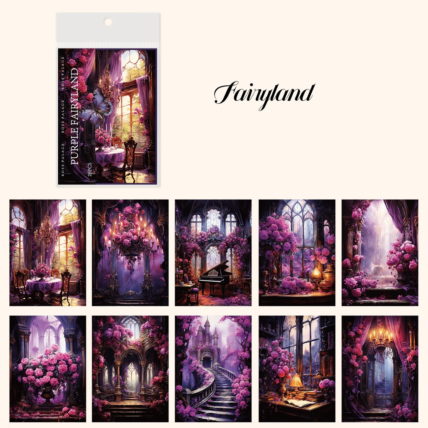 "Rose Palace" 20pcs Fantasy Retro Deco Papers for Journal Background