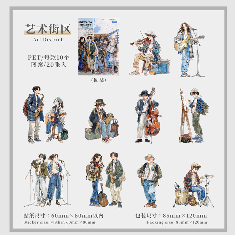 "Pedestrians Series" 20pcs Street pedestrians PET Stickers