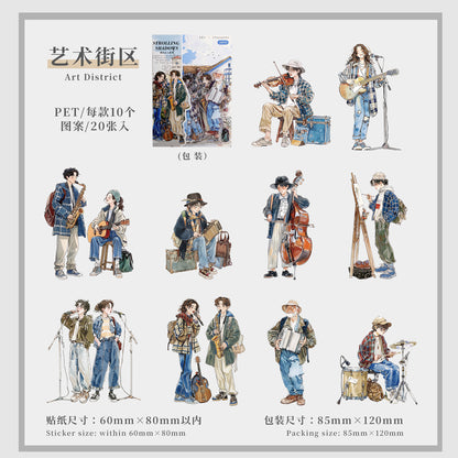 "Pedestrians Series" 20pcs Street pedestrians PET Stickers