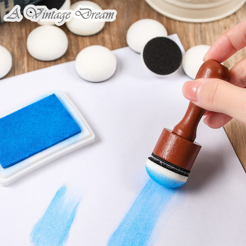 (6.Sept) Sponge Brush with Wooden Handle for Scrapbooking and DIY Art