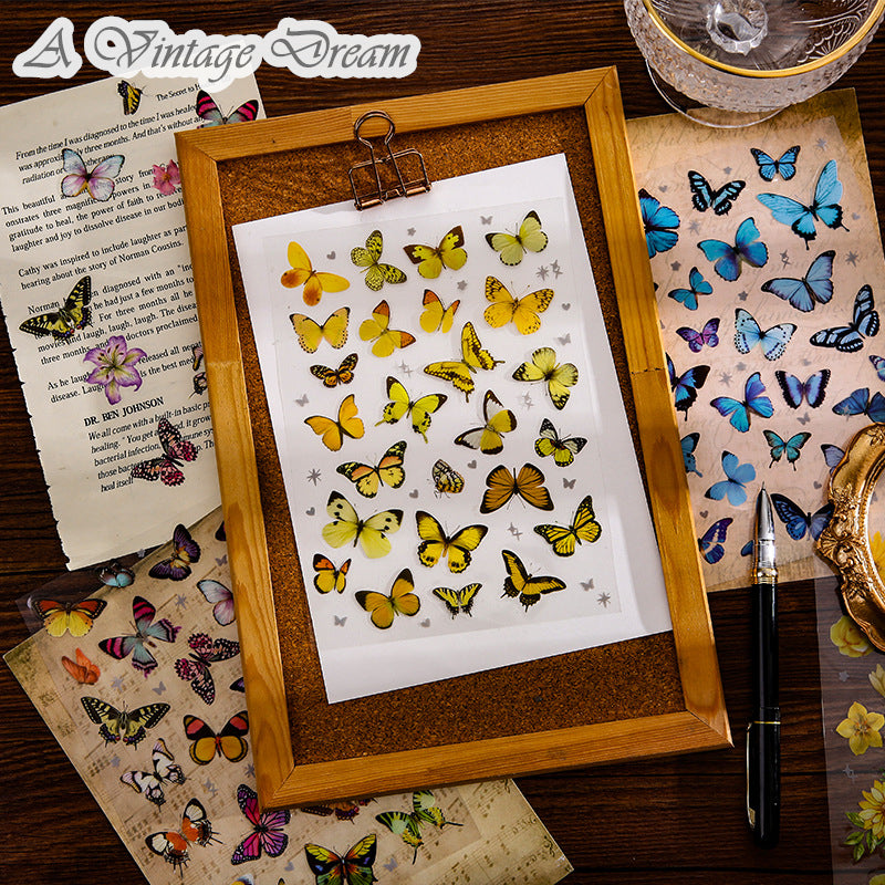 (17.July) 2 Sheets Pre-cut Butterflies Stickers for Scrapbooking and Decorating