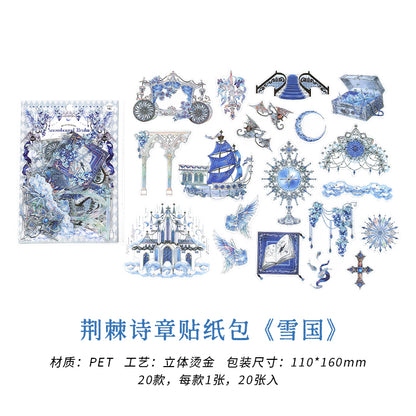 "Thorny Poems" 20pcs Golden Lined Stickers for Scrapbooking Art