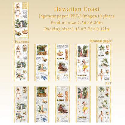 "City Filmstrip" 10 Sheets of Travel Themed PET Sticker Books
