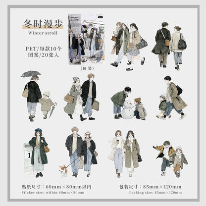 "Pedestrians Series" 20pcs Street pedestrians PET Stickers