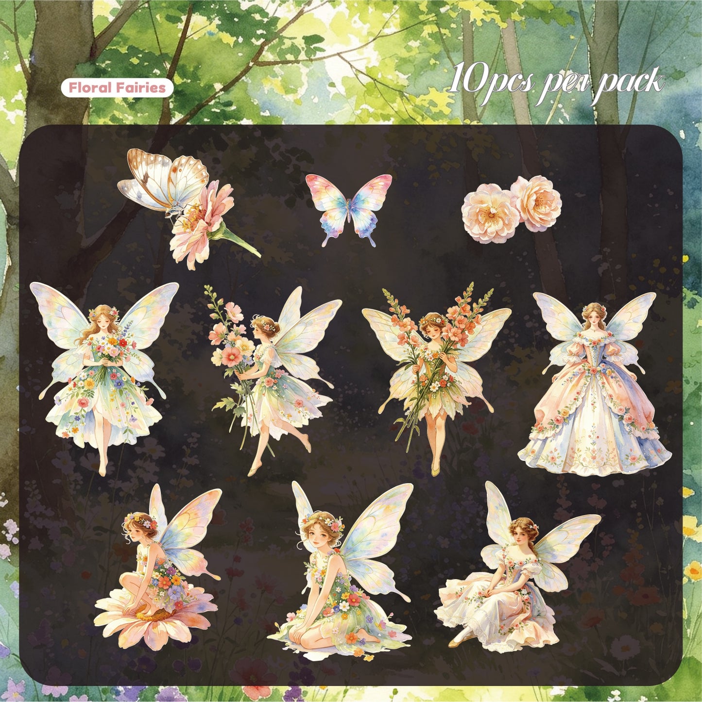 Fairy Ballads 10pcs Thin Cardboard Stickers Princess Stickers for Scrapbooking