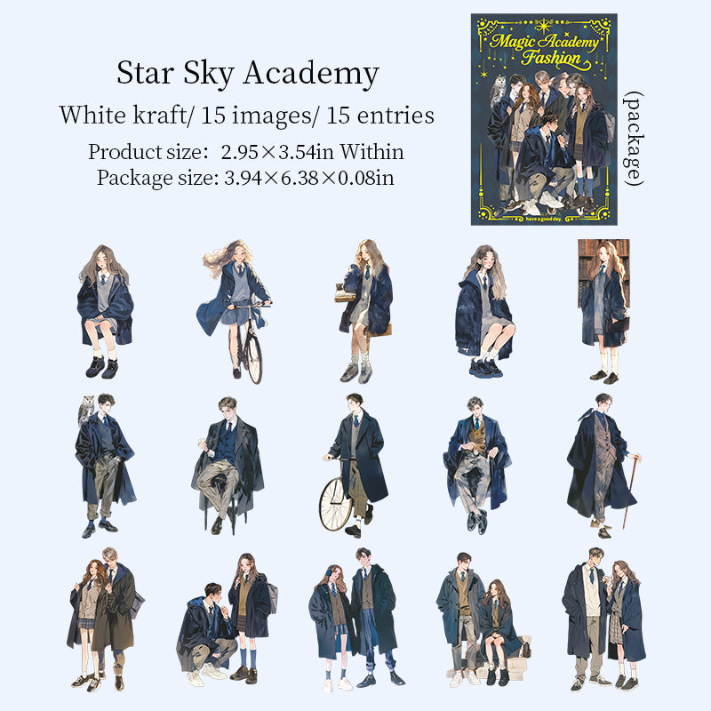 "Magic Academy" 15pcs Wizards and Witches Character Stickers