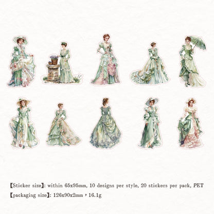 "Victorian Ladies" 20pcs PET Stickers