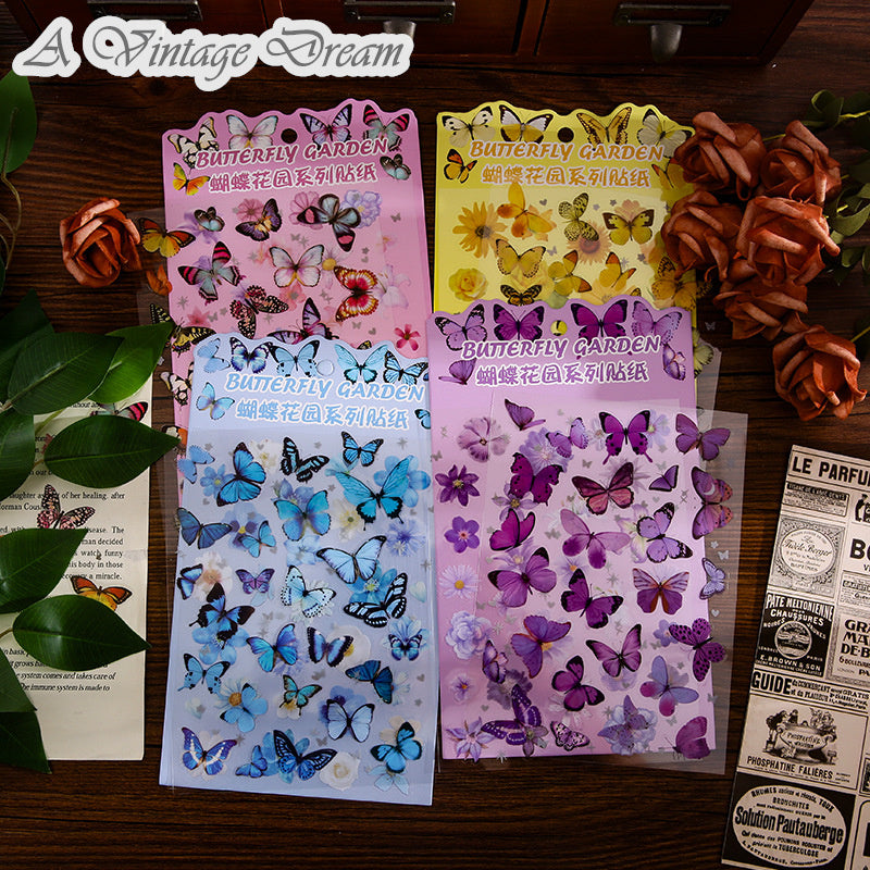 (17.July) 2 Sheets Pre-cut Butterflies Stickers for Scrapbooking and Decorating