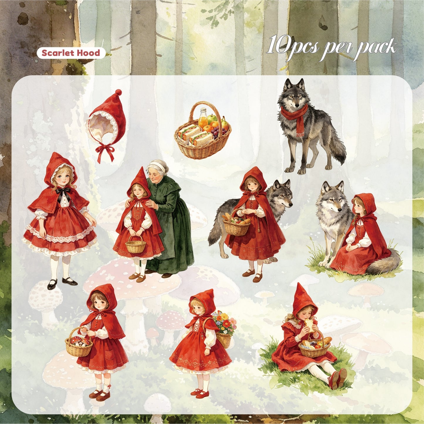 Fairy Ballads 10pcs Thin Cardboard Stickers Princess Stickers for Scrapbooking