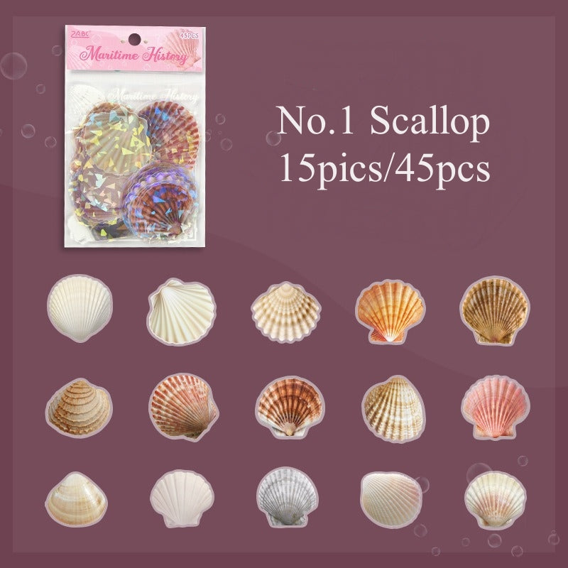 (10.August) 45pcs Sea Creatures Stickers Shiny PET Stickers for Scrapbooking